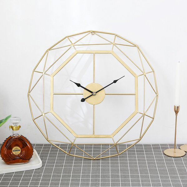 Dizajnové nástenné hodiny LOVE Gold 60cm