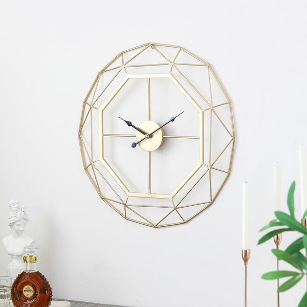 Dizajnové nástenné hodiny LOVE Gold 60cm