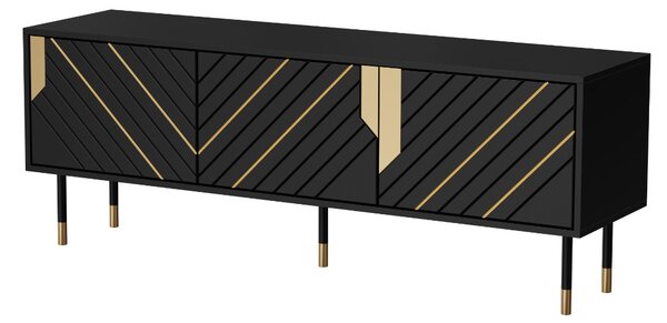 TV STOLÍK CAMILLO 3D ČIERNA + ZLATÁ 154 cm