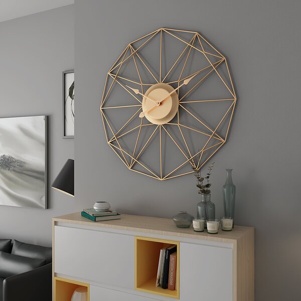 Dizajnové nástenné hodiny Modena Gold 60cm