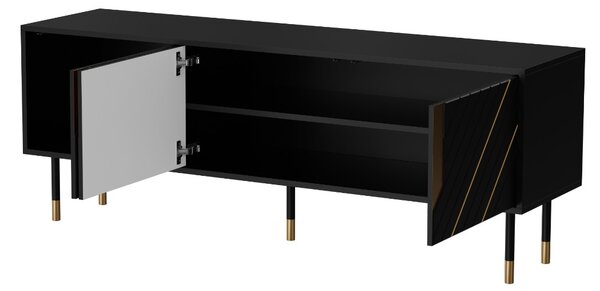 TV STOLÍK CAMILLO 3D ČIERNA + ZLATÁ 154 cm
