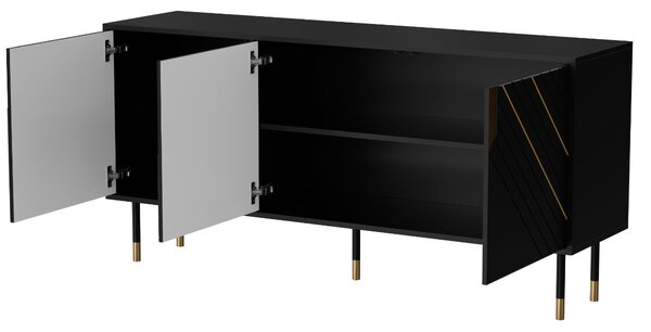 KOMODA CAMILLO 3D ČIERNA + ZLATÁ 154 cm