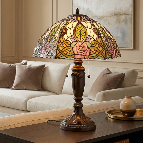 Rajská stolná lampa Eden v štýle Tiffany, Viacfarebné, Obývacia izba / jedáleň, Sklo, Tiffany, Stojacie svietidlo