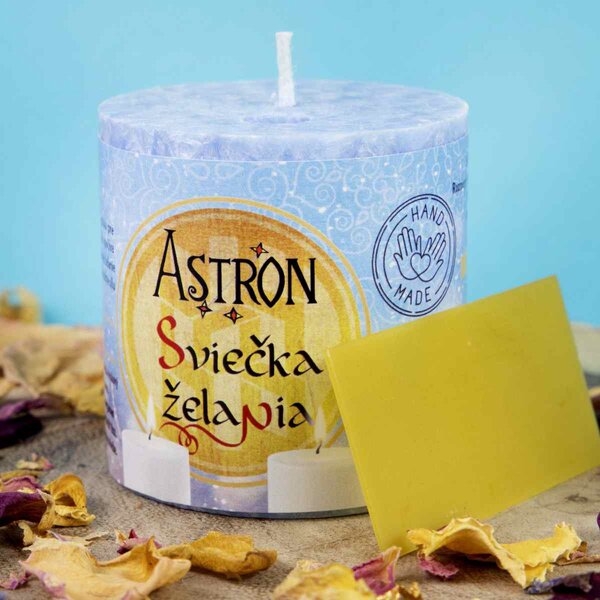 Sviečka želania Astron - valec 5,5 cm, Svetlomodrá