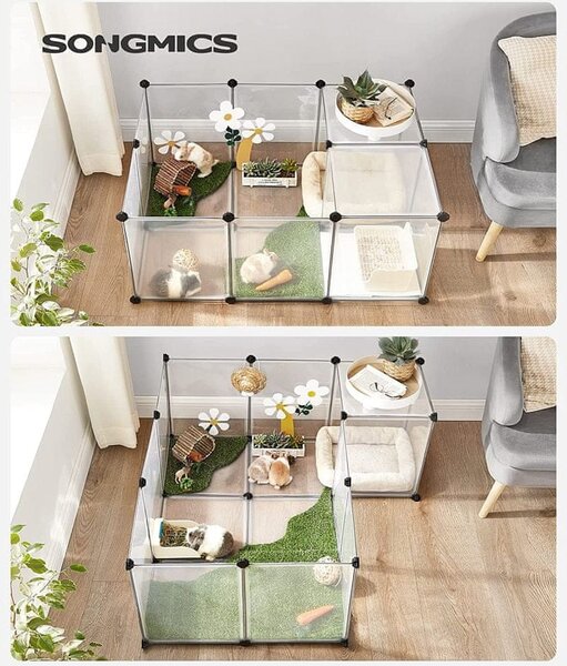 Ohrádka pre malé zvieratá z priehľadného plastu BEN, 143x71x47cm, transparentná SongmicsHome