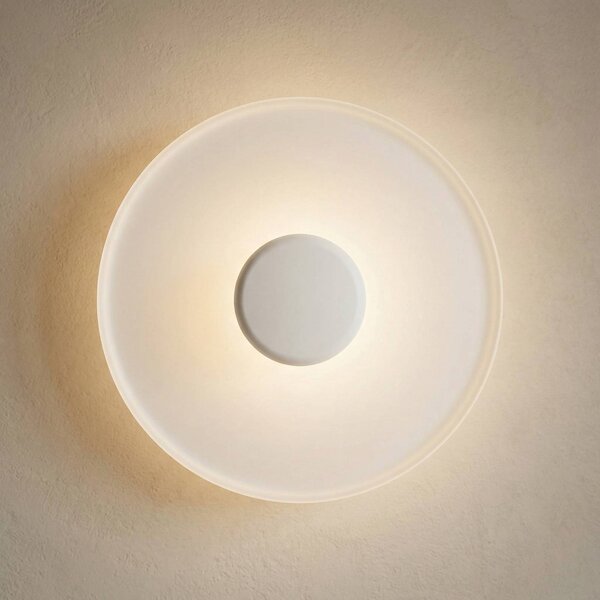 Vibia Top LED nástenné svetlo Ø 40 cm biele, Biela / opálová, Obývacia izba / jedáleň, kov, Moderný, Nástenné svietidlo