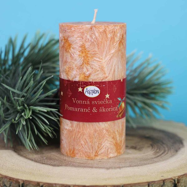 Vonná sviečka pomaranč - škorica, 340g, oranžová