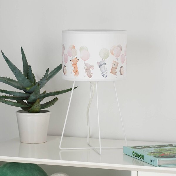 Freddy stolová lampa, farebná, zvieratá, E14, výška 32,5 cm, Viacfarebné, Detská izba, Textil / látka / hodváb, Stojacie svietidlo