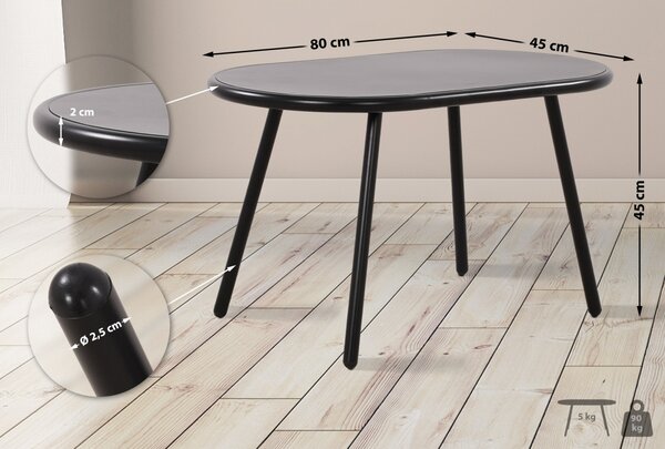 Konferenčný stolík Velva - v45 x 80 x 45 cm - Čierna