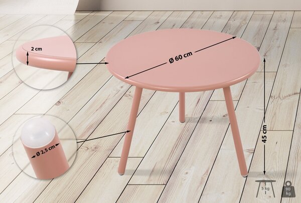 Konferenčný stolík Minot - v45 x Ø60 cm - Ružová
