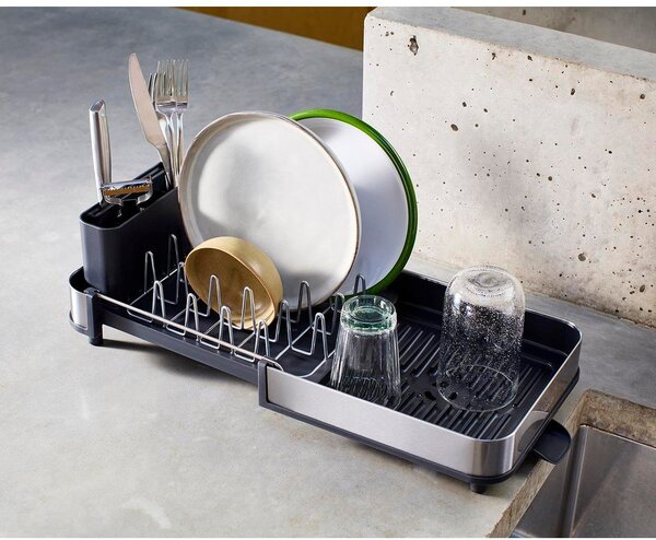 Čierny nastaviteľný plastový odkvapkávač 31x19 cm Extend Slim Steel – Joseph Joseph
