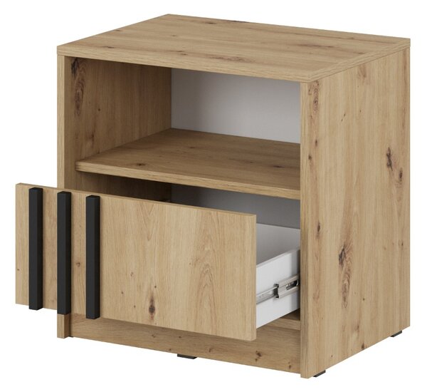 NOČNÝ STOLÍK LETIZIA S LAMELAMI DUB ARTISAN / ČIERNA