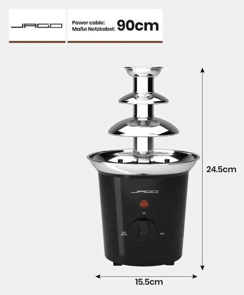 Čokoládová fontána 60 W, čierna