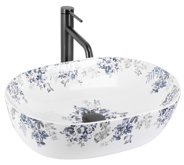 Rea Veronica Shiny, umývadlo na dosku 485x350x135 mm, biela-modrá, REA-U7890