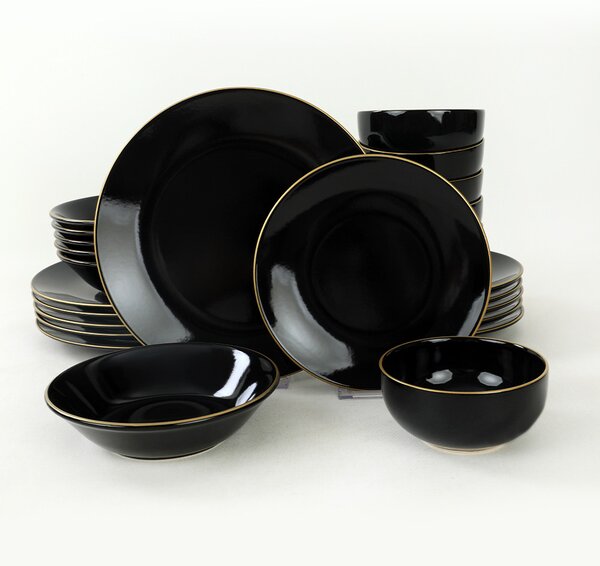 ASIR Porcelánová jedálenská súprava 24 ks BLACK čierne zlato