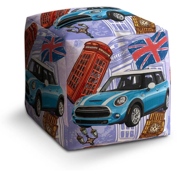 Sablio Taburet Cube Mini sedan Londýn - 40x40x40 cm