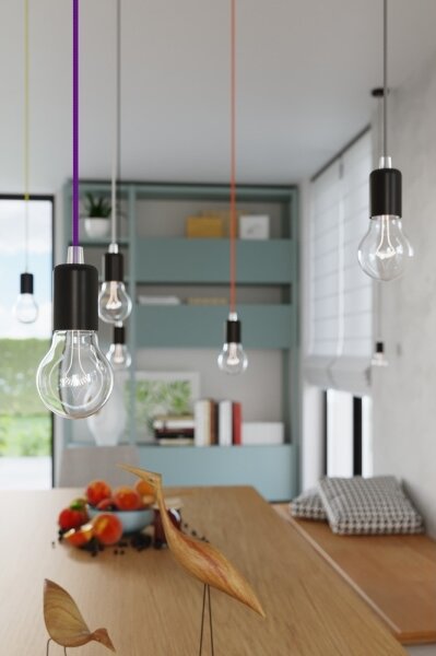 Luster na lanku EDISON 1xE27/60W/230V čierna
