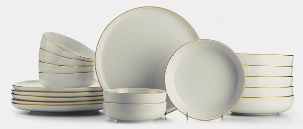 ASIR Porcelánová jedálenská súprava (18 ks) krémová a zlatá