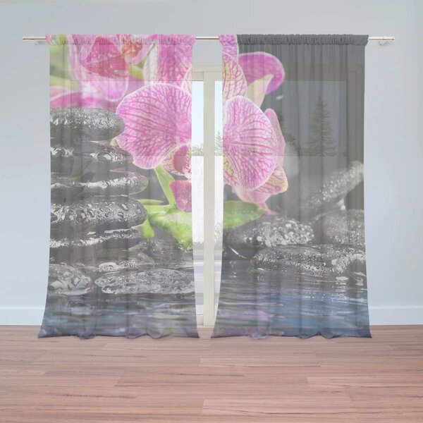 Sablio Záclony Orchidea na kameňoch: 2ks 150x250cm