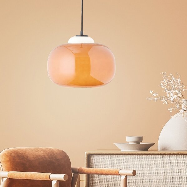 Brilliant - Luster na lanku BLOP 1xE27/60W/230V oranžový