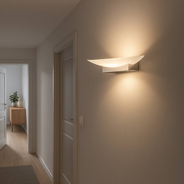 Nástenné LED svietidlo Bowl TW, šírka 30 cm, nikel, Hliník / sivá / zinok, Obývacia izba / jedáleň, kov, Moderný, Nástenné svietidlo