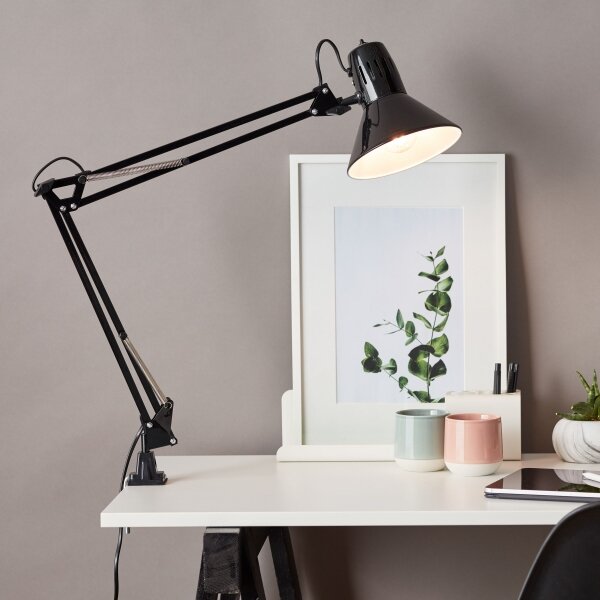 Brilliant - Stolná lampa s klipom HOBBY 1xE27/40W/230V čierna