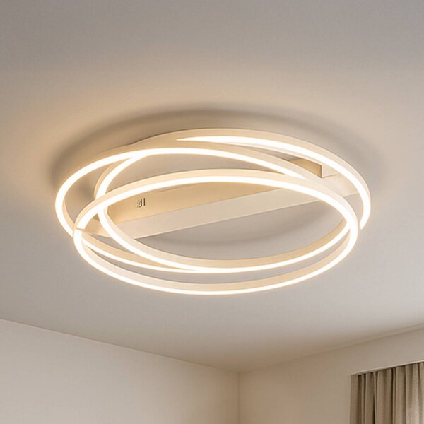 Stropné LED svetlo Kiku, Ø 56 cm, piesková farba, kov,, Krémová / jantárovo žltá, Obývacia izba / jedáleň, kov, Moderný, Stropné svetlo