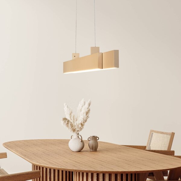 LED závesné svietidlo Vayana, dĺžka 114 cm, piesková farba, kov,, Krémová / jantárovo žltá, Obývacia izba / jedáleň, kov, Moderný, Závesné svietidlo