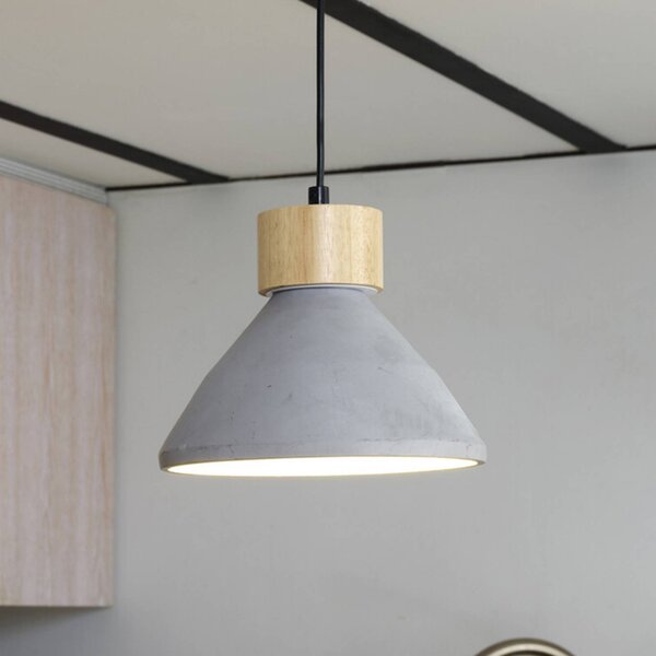 OSRAM závesné svietidlo CONCRETE WOOD, sivá, Ø 22 cm, betón, E27, Hliník / sivá / zinok, Obývacia izba / jedáleň, Betón, Štýl mladých, Závesné svietidlo