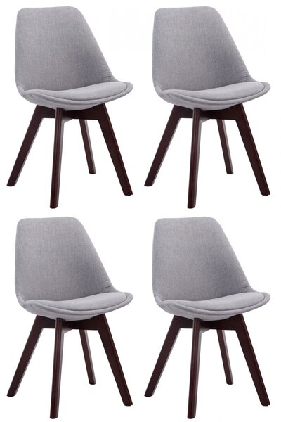 Stolička Borne V2 látka (SET 4 ks), drevené nohy orech - Sivá