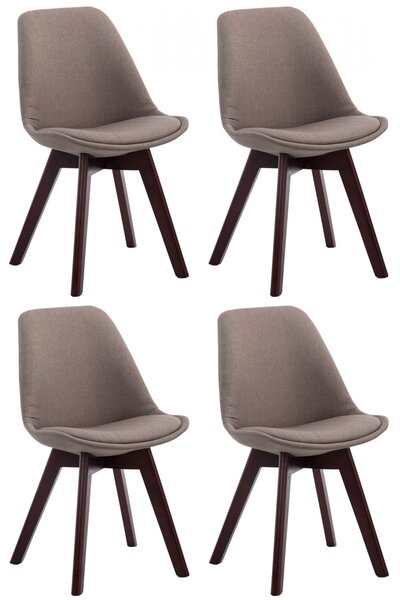 Stolička Borne V2 látka (SET 4 ks), drevené nohy orech - Sivo-hnedá (Taupe)