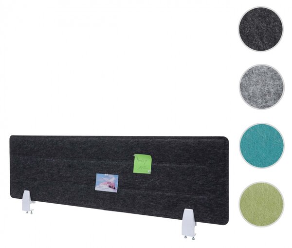 Akustický panel na stôl HWC-G76 - tkanina/textil s reliéfom - 100x30cm - sivá
