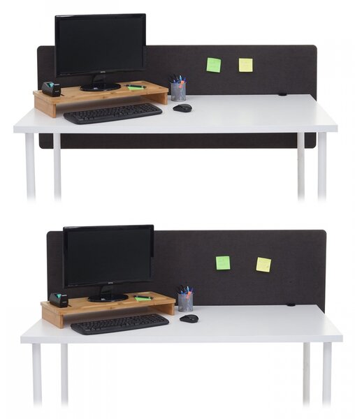 Akustický panel na stôl HWC-G75 - dvojstenná látka/textil - 60x160cm - hnedo-sivá