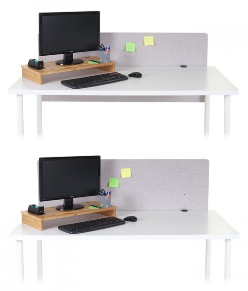 Akustický panel na stôl HWC-G75 - dvojstenná látka/textil - 60x140 - sivá
