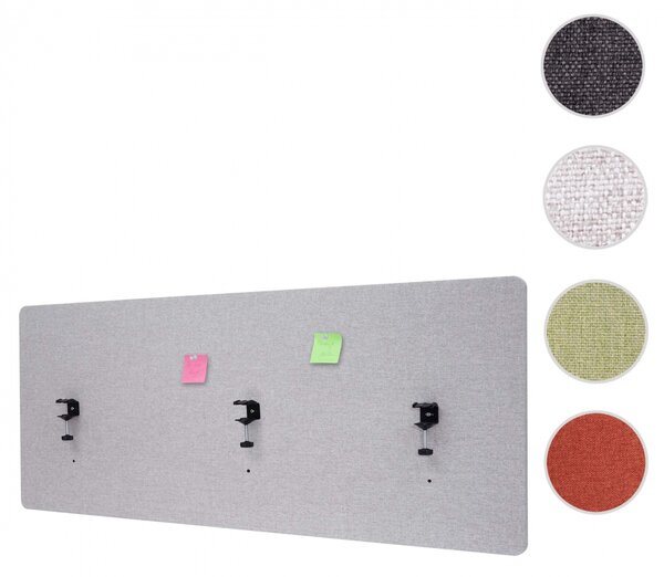 Akustický panel na stôl HWC-G75 - dvojstenná látka/textil - 60x160cm - sivá