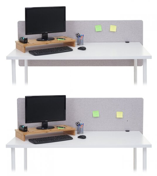 Akustický panel na stôl HWC-G75 - dvojstenná látka/textil - 60x160cm - sivá