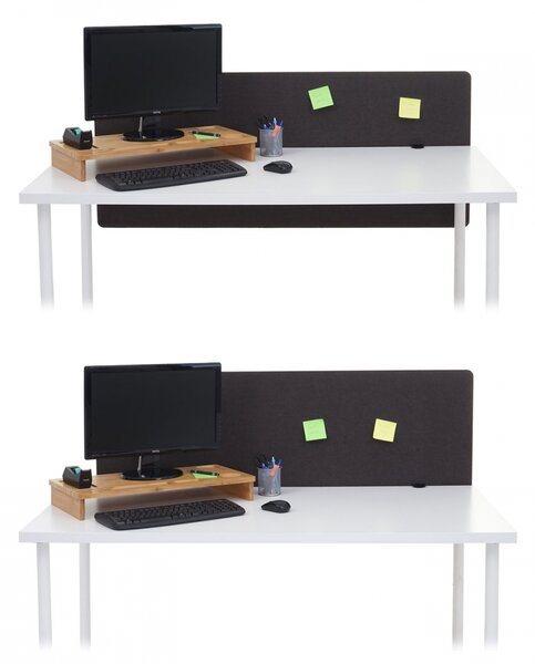 Akustický panel na stôl HWC-G75 - dvojstenná látka/textil - 60x140 - hnedo-sivá