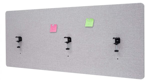 Akustický panel na stôl HWC-G75 - dvojstenná látka/textil - 60x160cm - sivá