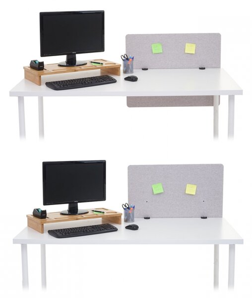 Akustický panel na stôl HWC-G75 - dvojstenná látka/textil - 60x75cm - sivá