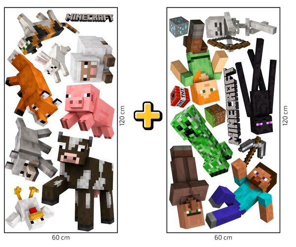 2x 60x120cm Minecraft - Textilná nálepka na stenu