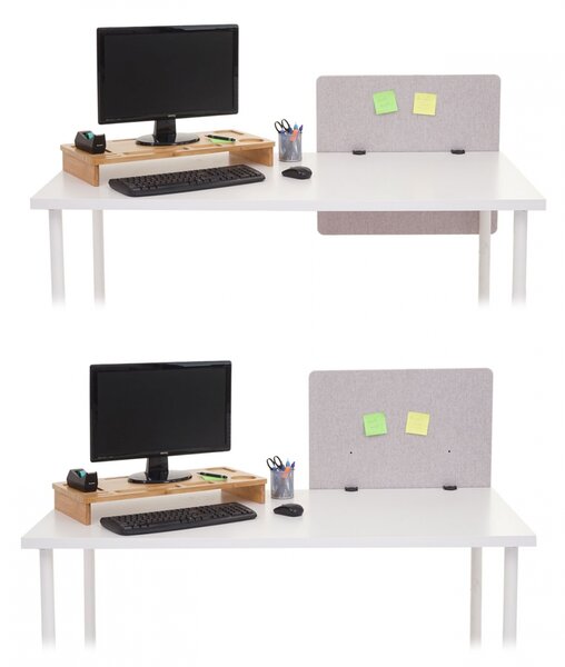 Akustický panel na stôl HWC-G75 - dvojstenná látka/textil - 65x60 cm - sivá