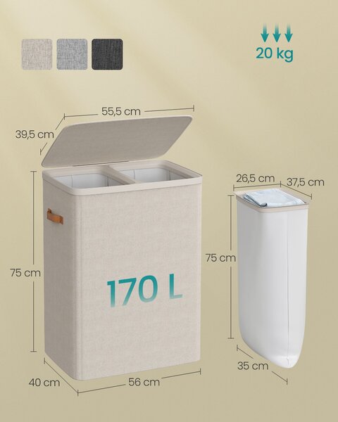 Kôš na bielizeň Daisy Beige 2x85l
