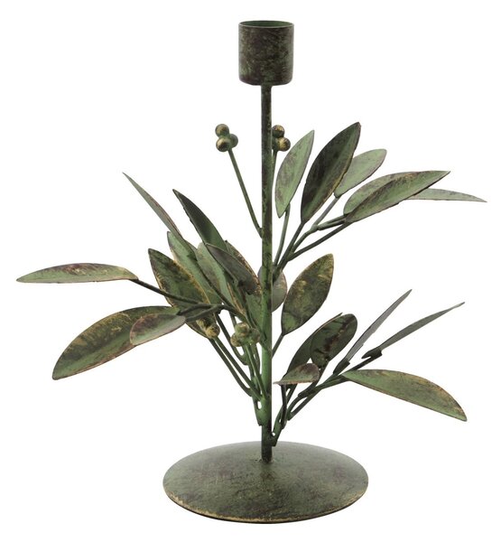 Kovový svietnik Leaves Antique Green