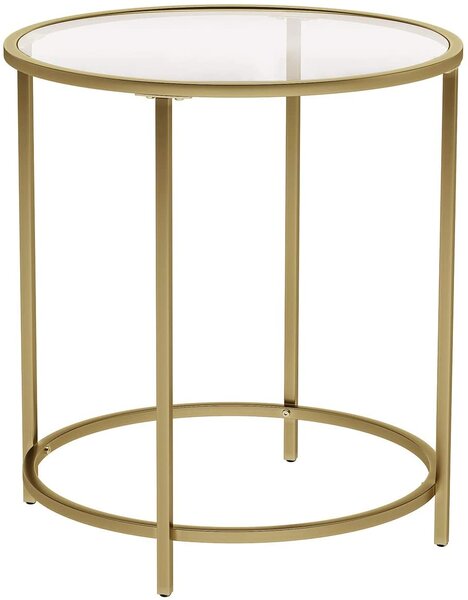 VASAGLE Odkladací stolík sklenený - zlatá - 55x50 cm