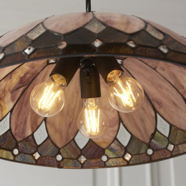 Endon 111929 - Luster na reťazi Tiffany BROOKLYN 3xE27/10W/230V pr. 50 cm