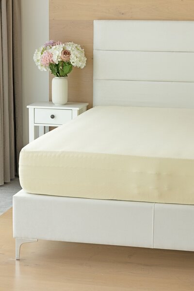 Prestieradlo Světle béžové ELASTAN PREMIUM Jersey s elastanem PREMIUM 90-100 x 200-220/40