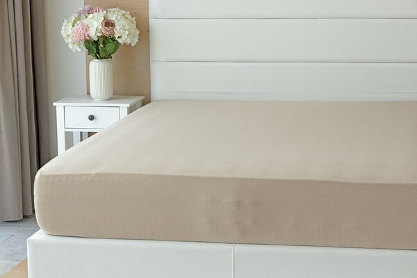 Prestieradlo Světle hnědé ELASTAN PREMIUM Jersey s elastanem PREMIUM 90-100 x 200-220/40