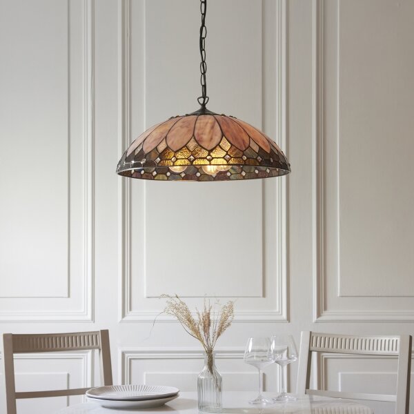 Endon 111929 - Luster na reťazi Tiffany BROOKLYN 3xE27/10W/230V pr. 50 cm