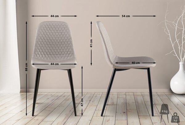 4x Stolička Giverny látka - sivá