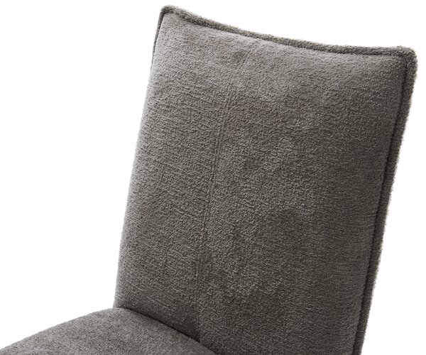 DELIFE Jedálenská stolička Lelio-Flex bouclé mäkký tmavobéžová podstava titánová farba 360° otočný hojdacia funkcia vrecková pružina